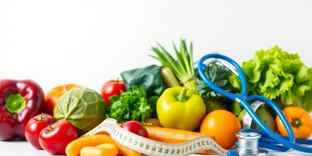 Fresh fruits and vegetables for diabetes management lifestyle.